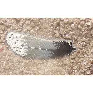 beaded feather shape hair clip black white silver